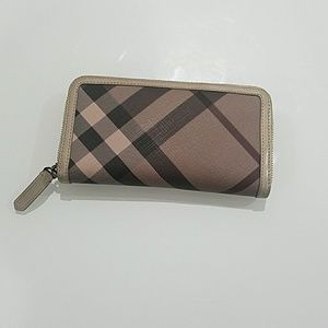 Burberry - Taupe Large Zip Around Wallet